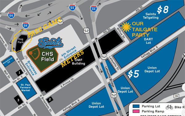 tailgate lot, parking, chs field